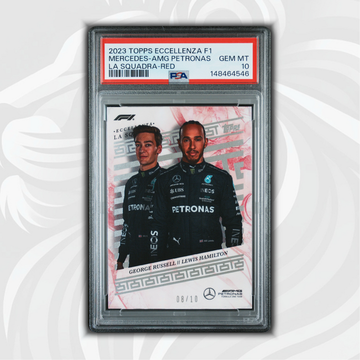 PSA 10 - 08/10 George Russell / Lewis Hamilton - La Squadra - 2023 Topps Eccellenza F1 - Red