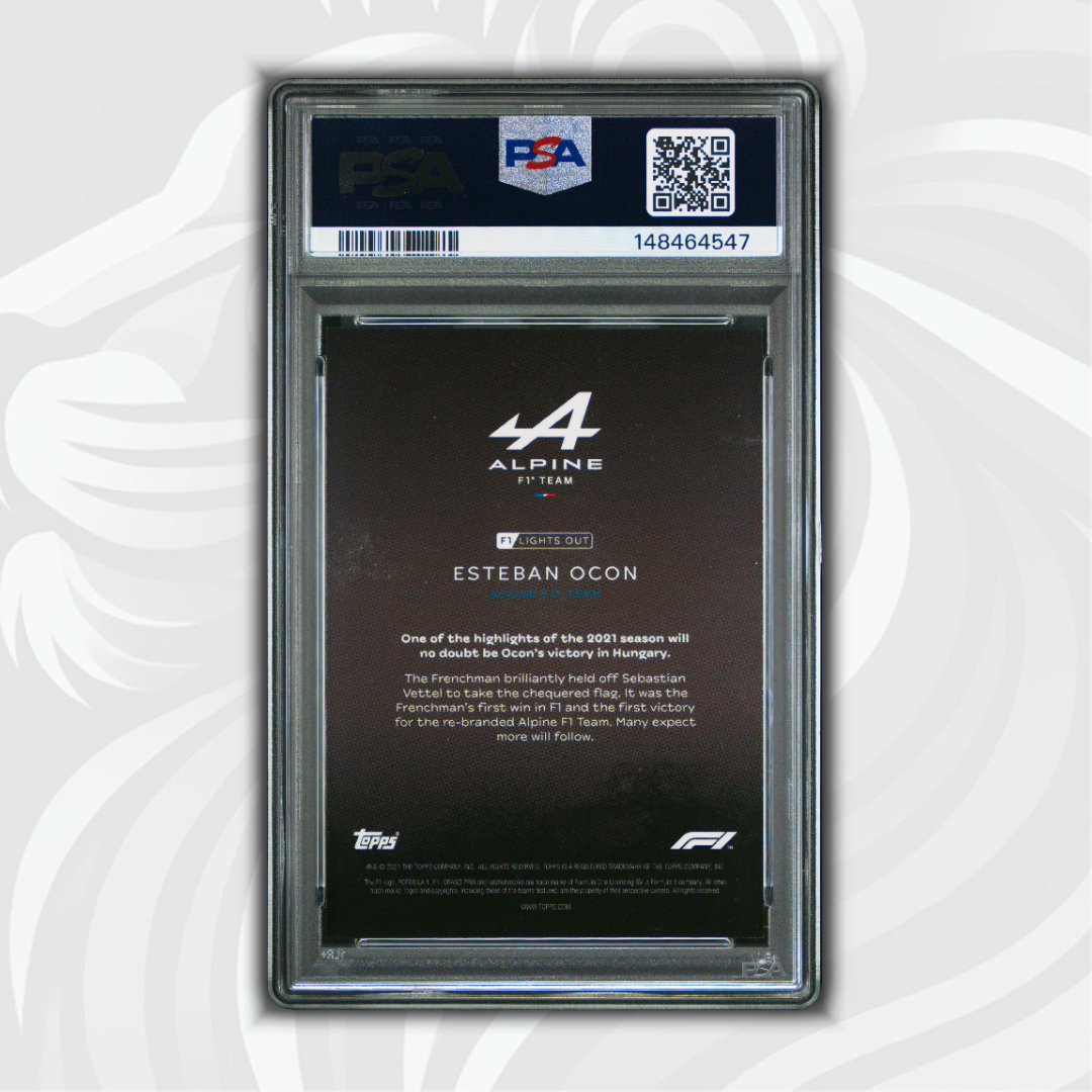 PSA 10 - 03/10 Esteban Ocon - Drivers Red - 2021 Topps F1 Lights Out - Back