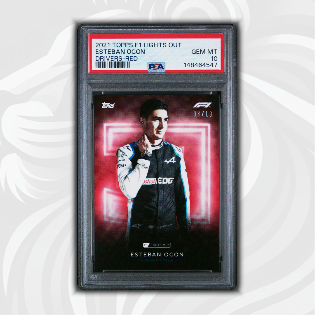 PSA 10 - 03/10 Esteban Ocon - Drivers Red - 2021 Topps F1 Lights Out - Front