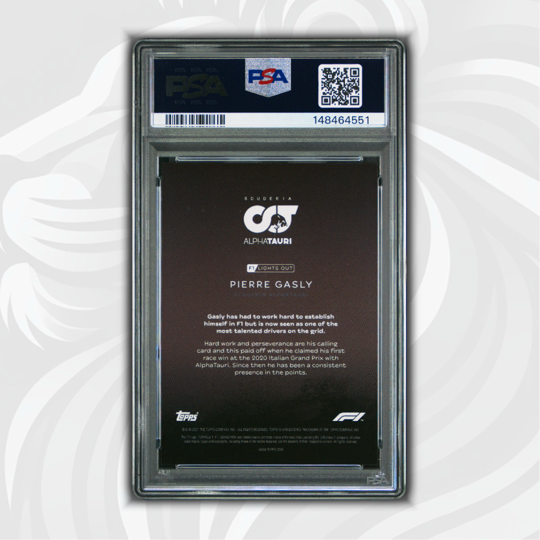 PSA 10 - Pierre Gasly #10 - Drivers 2021 Topps Lights Out F1 - Red - Back