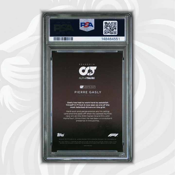 PSA 10 - Pierre Gasly #10 - Drivers 2021 Topps Lights Out F1 - Red - Back