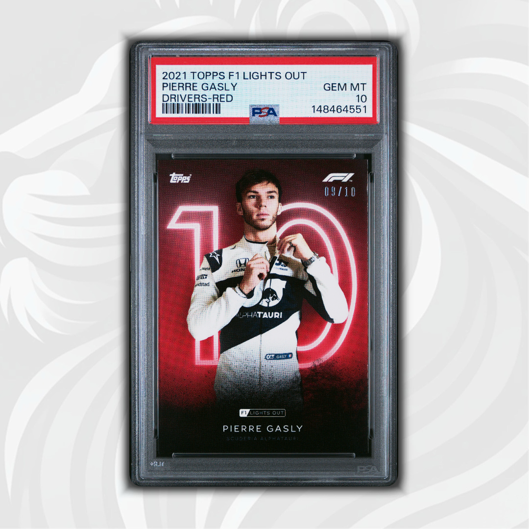 PSA 10 - Pierre Gasly #10 - Drivers 2021 Topps Lights Out F1 - Red - Front