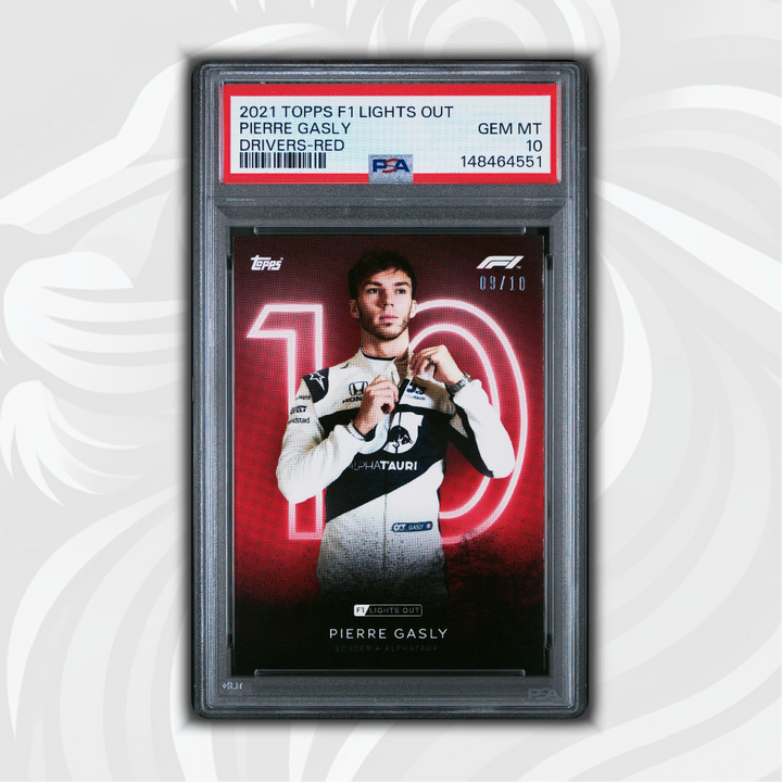 PSA 10 - Pierre Gasly #10 - Drivers 2021 Topps Lights Out F1 - Red - Front