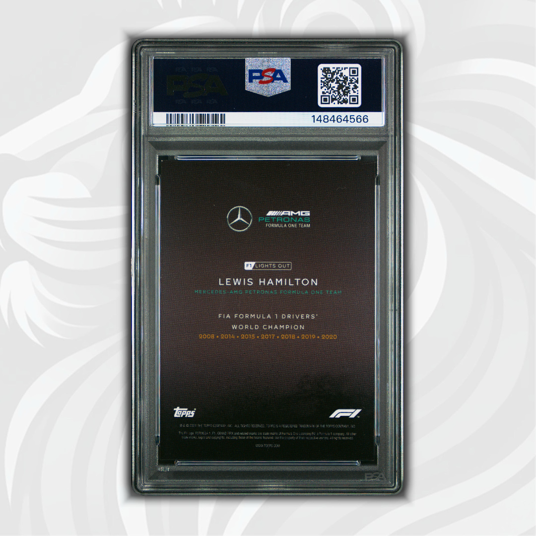 PSA 9 - 50/50 Lewis Hamilton - World Champion - 2021 Topps Lights Out F1 - Aqua