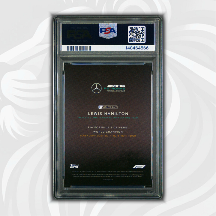 PSA 9 - 50/50 Lewis Hamilton - World Champion - 2021 Topps Lights Out F1 - Aqua