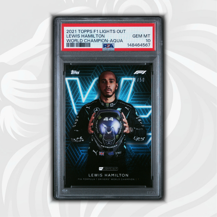 PSA 10 - 37/50 Lewis Hamilton - World Champion - 2021 Topps Lights Out F1 - Aqua