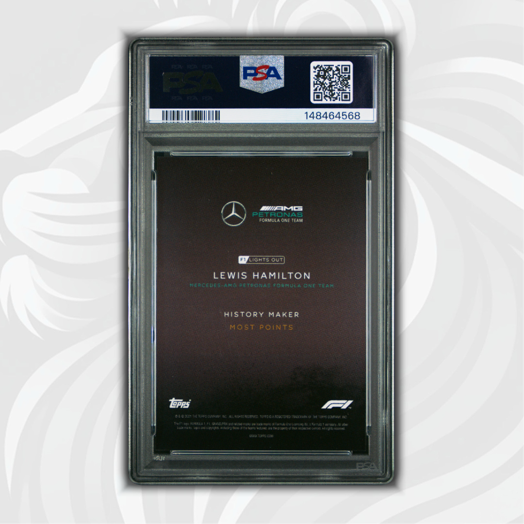 PSA 8 - 46/50 Lewis Hamilton - History Maker - 2021 Topps Lights Out F1 - Aqua