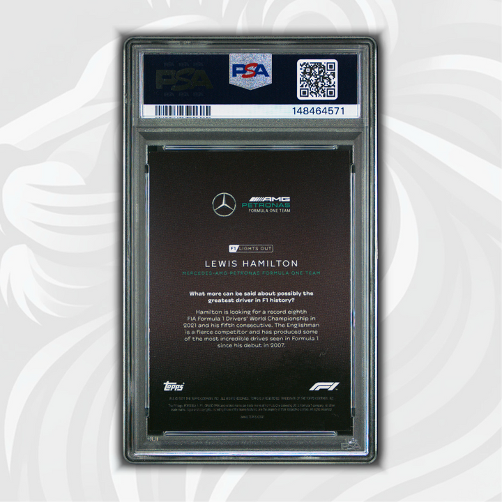 PSA 8 - 49/50 Lewis Hamilton - Drivers - 2021 Topps Lights Out F1 - Aqua