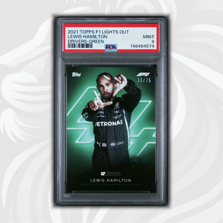 PSA 9 - 33/75 Lewis Hamilton - Drivers - 2021 Topps Lights Out F1 - Green