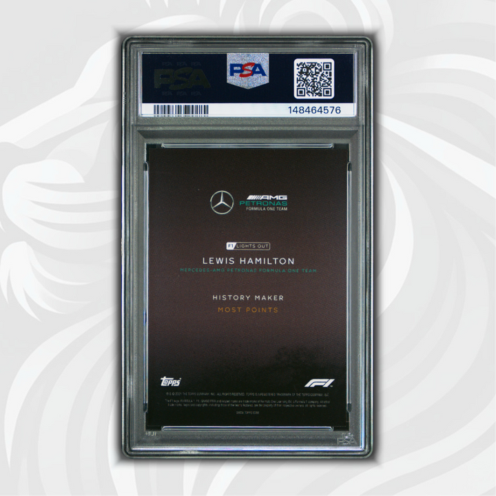 PSA 8 - 34/75 Lewis Hamilton - History Maker - 2021 Topps Lights Out F1 - Green
