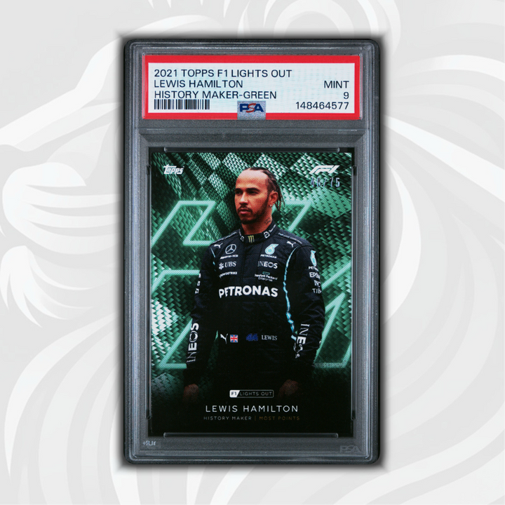 PSA 9 - 30/75 Lewis Hamilton - History Maker - 2021 Topps Lights Out F1 - Green