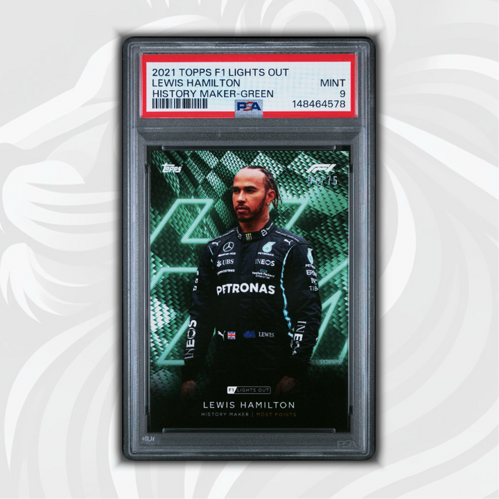 PSA 9 - 55/75 Lewis Hamilton - History Maker - 2021 Topps Lights Out F1 - Green