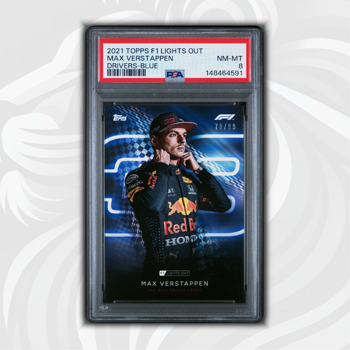 PSA 8 - 70/99 Max Verstappen - Drivers - 2021 Topps Lights Out F1 - Blue