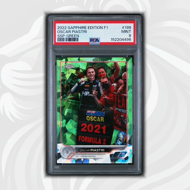 PSA 9 - 63/75 Oscar Piastri #199 - 2022 Sapphire Edition F1 - SSP Green