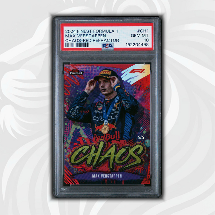 PSA 10 - 5/5 Max Verstappen #CH-1 - 2024 Topps Finest F1 - Chaos Red Refractor