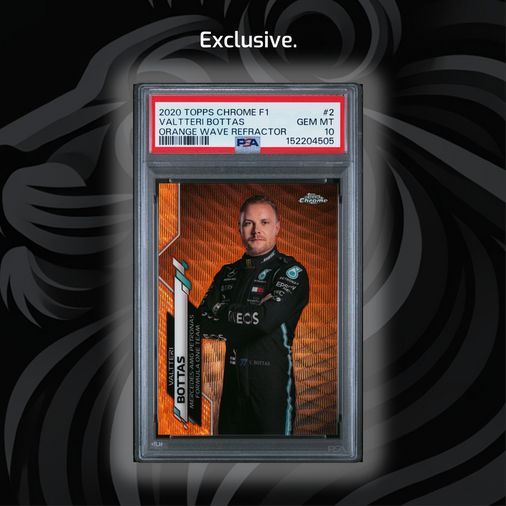 PSA 10 - 03/25 Valtteri Bottas #2 - 2020 Topps Chrome F1 - Orange Wave Refractor