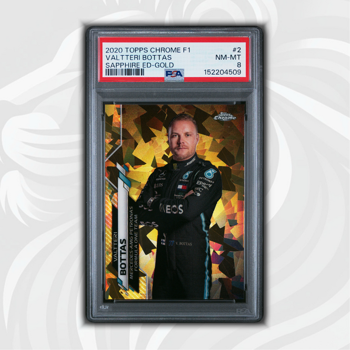 PSA 8 - 25/50 Valtteri Bottas #2 - 2020 Topps Chrome F1 - Sapphire Gold
