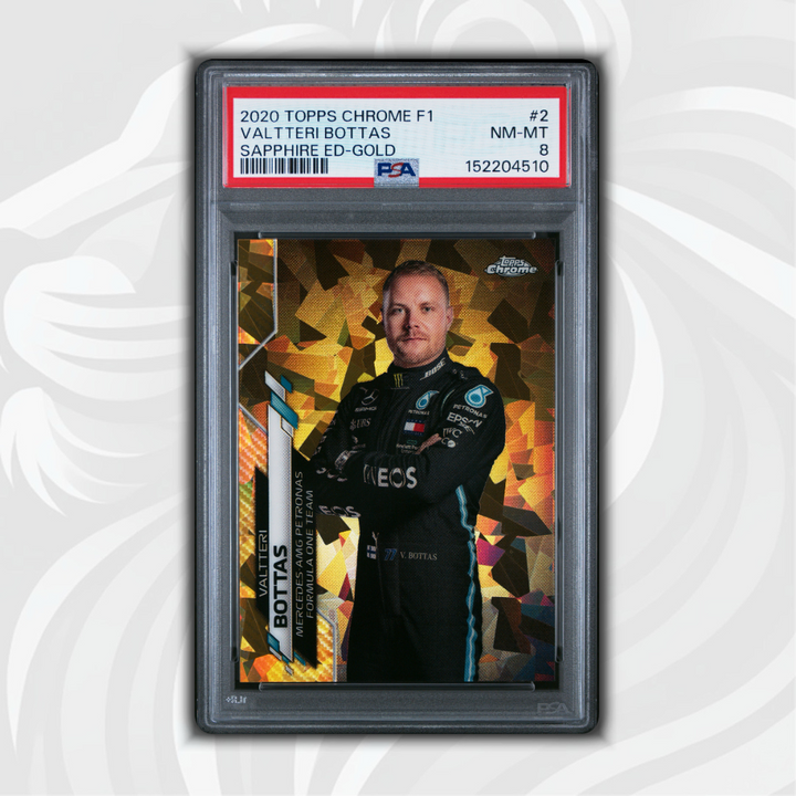 PSA 8 - 36/50 Valtteri Bottas #2 - 2020 Topps Chrome F1 - Sapphire Gold