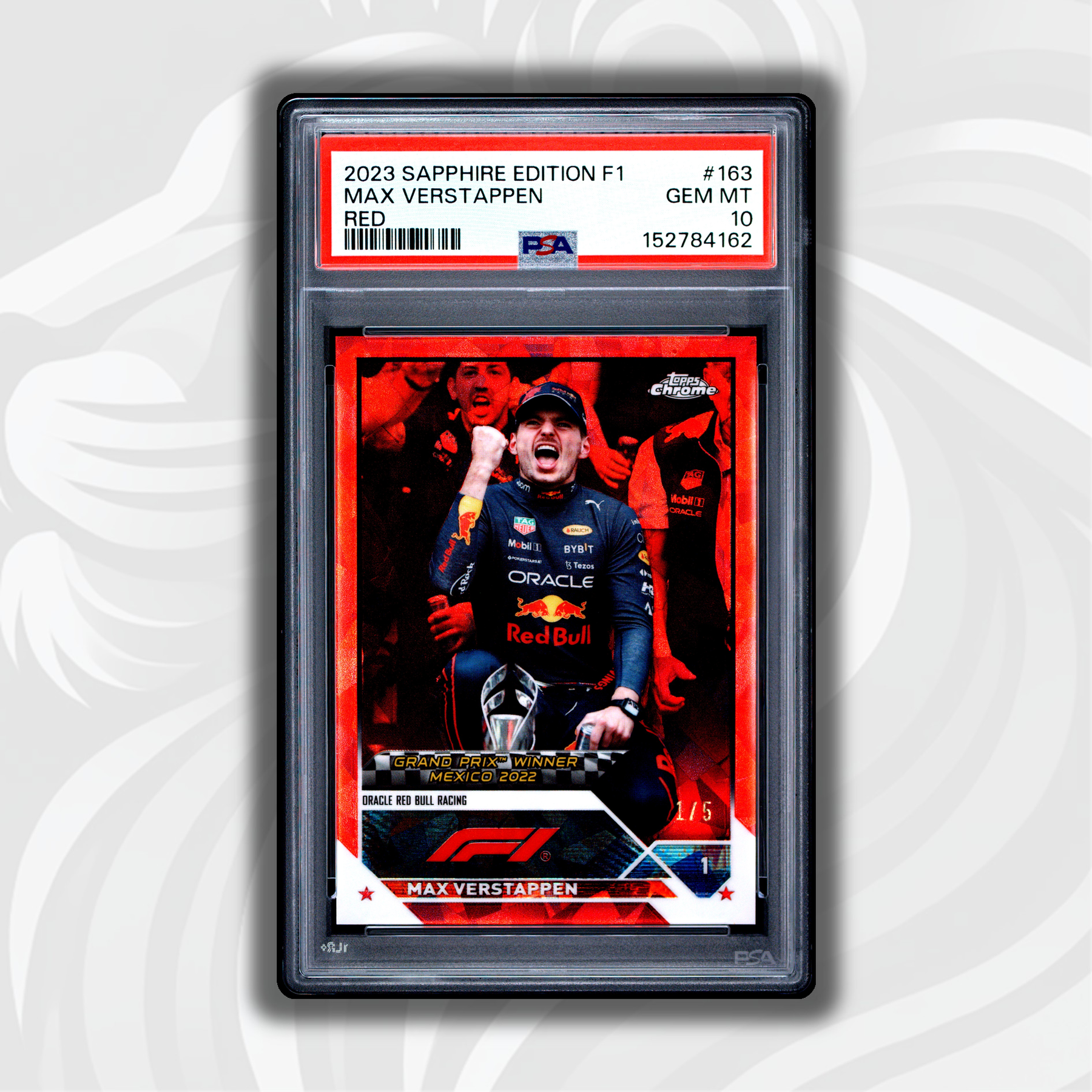 PSA 10 - 1/5 Max Verstappen #163 2023 Topps Chrome F1 Sapphire