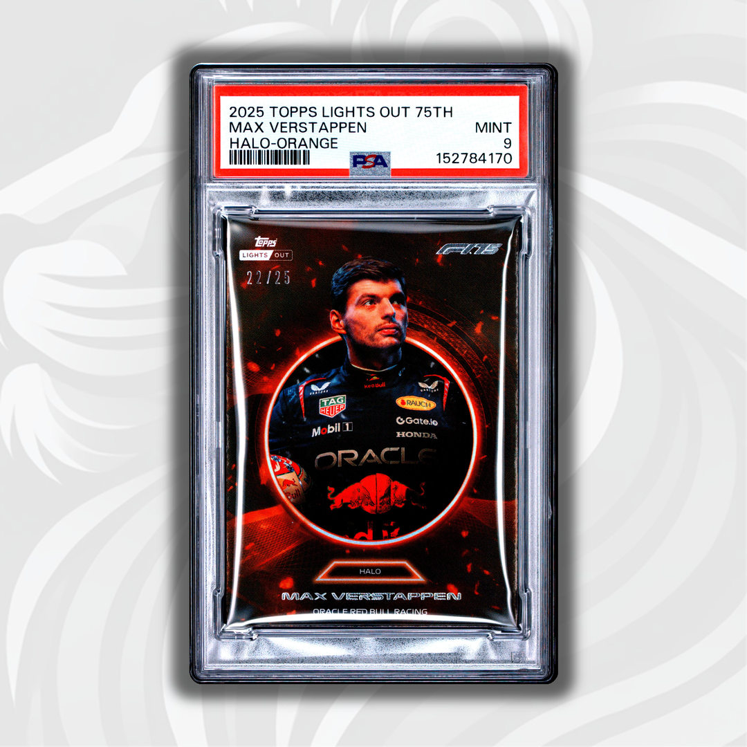 PSA 9 - 22/25 Max Verstappen - 2025 Topps Lights Out 75th - Halo Orange - Front