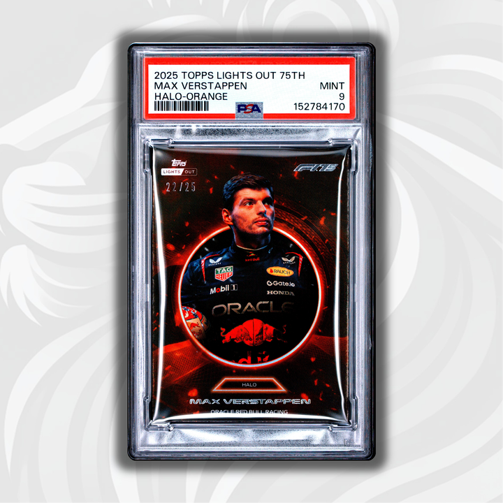 PSA 9 - 22/25 Max Verstappen - 2025 Topps Lights Out 75th - Halo Orange - Front