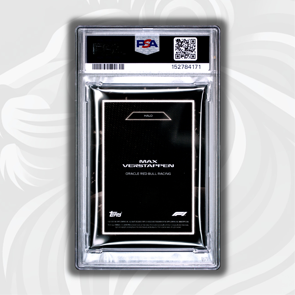 PSA 8 - 01/10 Max Verstappen - 2025 Topps Lights Out 75th - Halo Black - Back