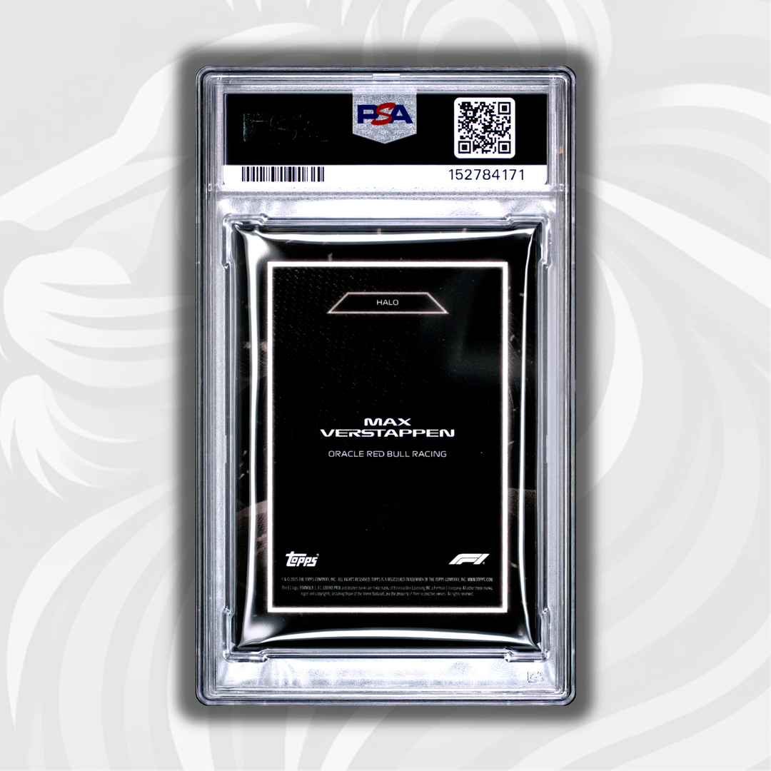 PSA 8 - 01/10 Max Verstappen - 2025 Topps Lights Out 75th - Halo Black - Back