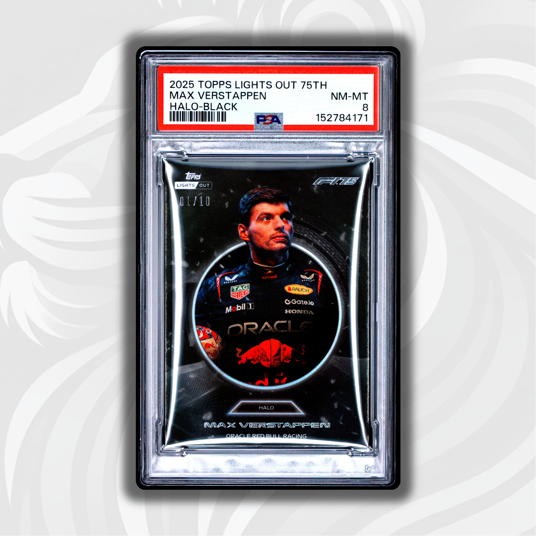 PSA 8 - 01/10 Max Verstappen - 2025 Topps Lights Out 75th - Halo Black - Front