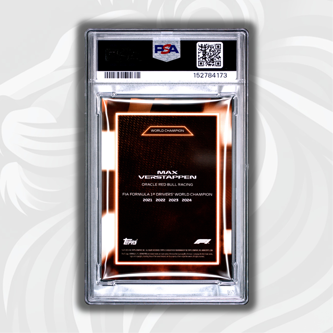 PSA 8 - 15/25 Max Verstappen - 2025 Topps Lights Out 75th - World Champion Orange - Back