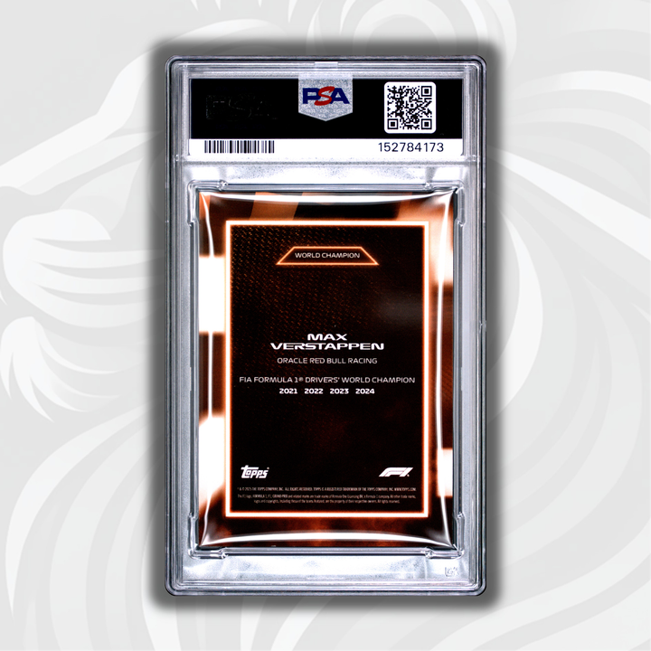 PSA 8 - 15/25 Max Verstappen - 2025 Topps Lights Out 75th - World Champion Orange - Back