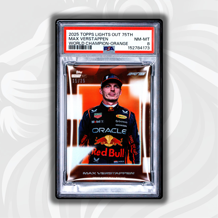 PSA 8 - 15/25 Max Verstappen - 2025 Topps Lights Out 75th - World Champion Orange - Front