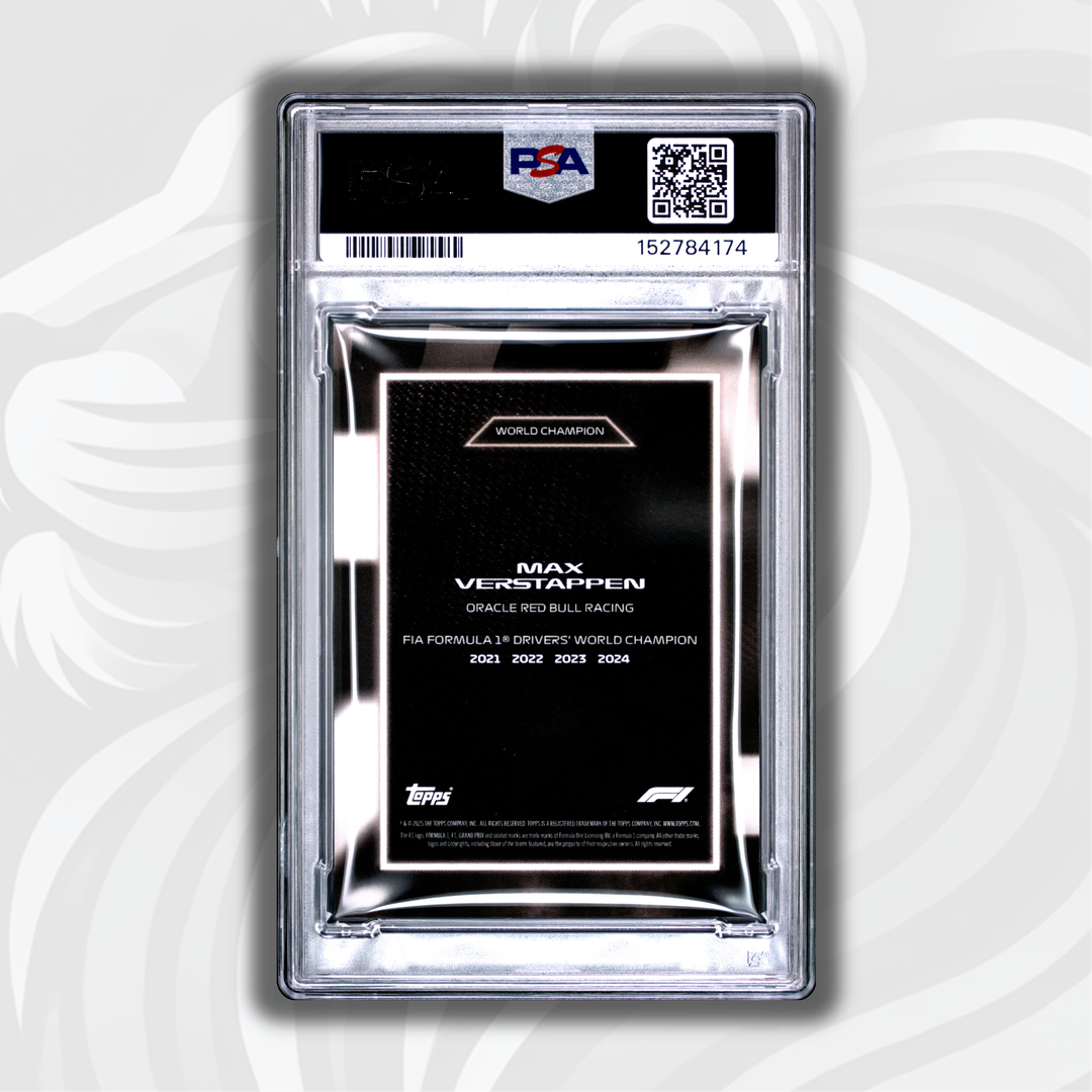 PSA 8 - 01/10 Max Verstappen - 2025 Topps Lights Out - World Champion Black - Back