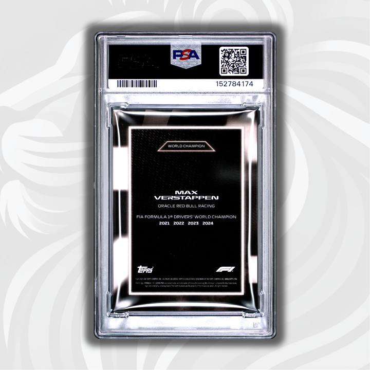 PSA 8 - 01/10 Max Verstappen - 2025 Topps Lights Out - World Champion Black - Back