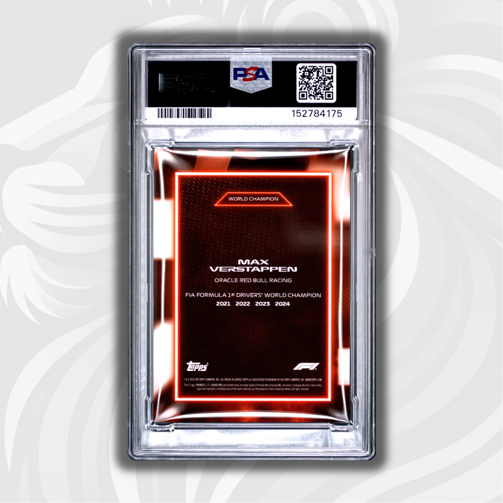 PSA 6 - 2/5 Max Verstappen - 2025 Topps Lights Out 75th - World Champion Red - Back