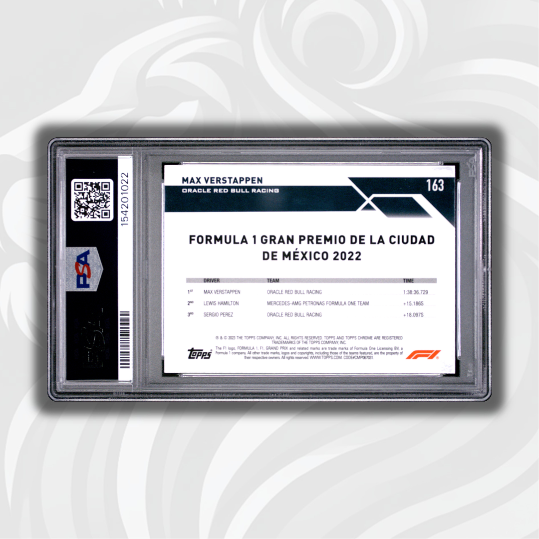 PSA 6 - 13/25 Max Verstappen #163 - 2023 Topps Chrome F1 - Sapphire Edition Orange - Back