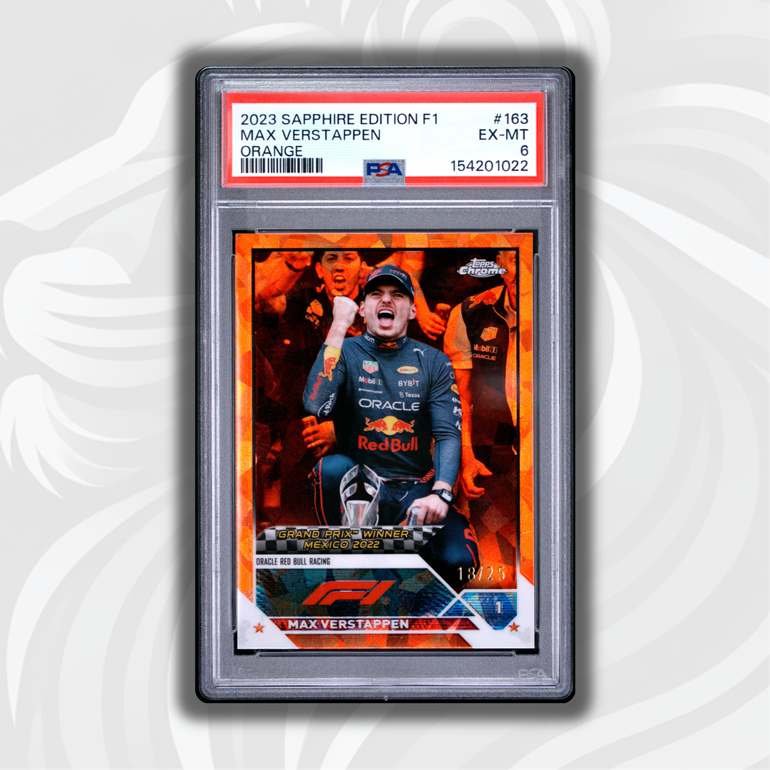 PSA 6 - 13/25 Max Verstappen #163 - 2023 Topps Chrome F1 - Sapphire Edition Orange - Front