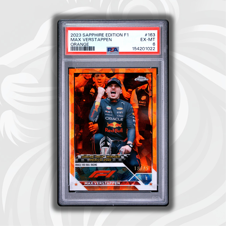 PSA 6 - 13/25 Max Verstappen #163 - 2023 Topps Chrome F1 - Sapphire Edition Orange - Front