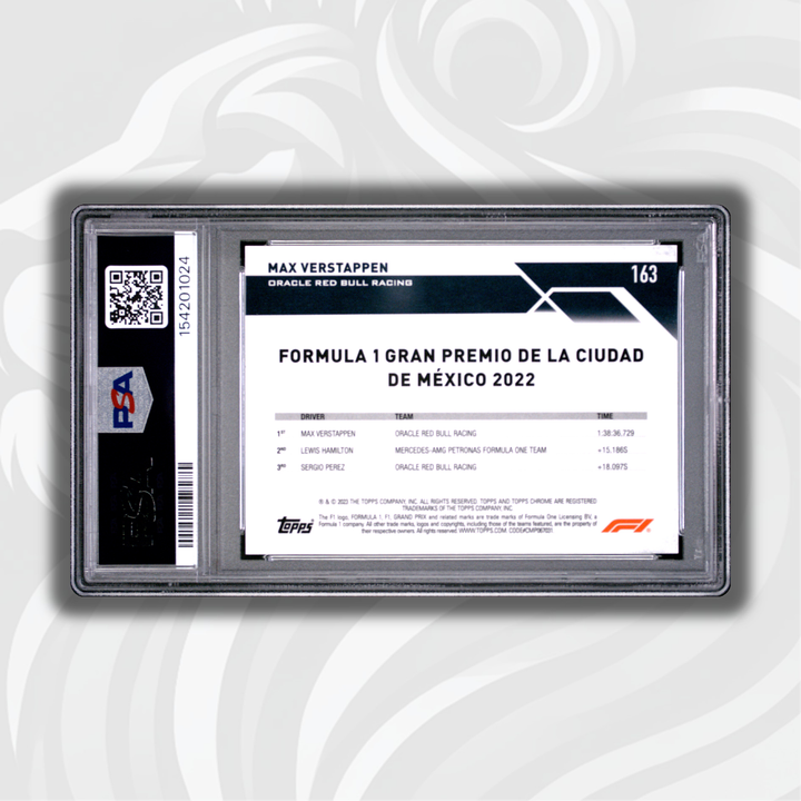 PSA 9 - 04/10 Max Verstappen #163 - 2023 Topps Chrome F1 - Sapphire Edition Purple - Back