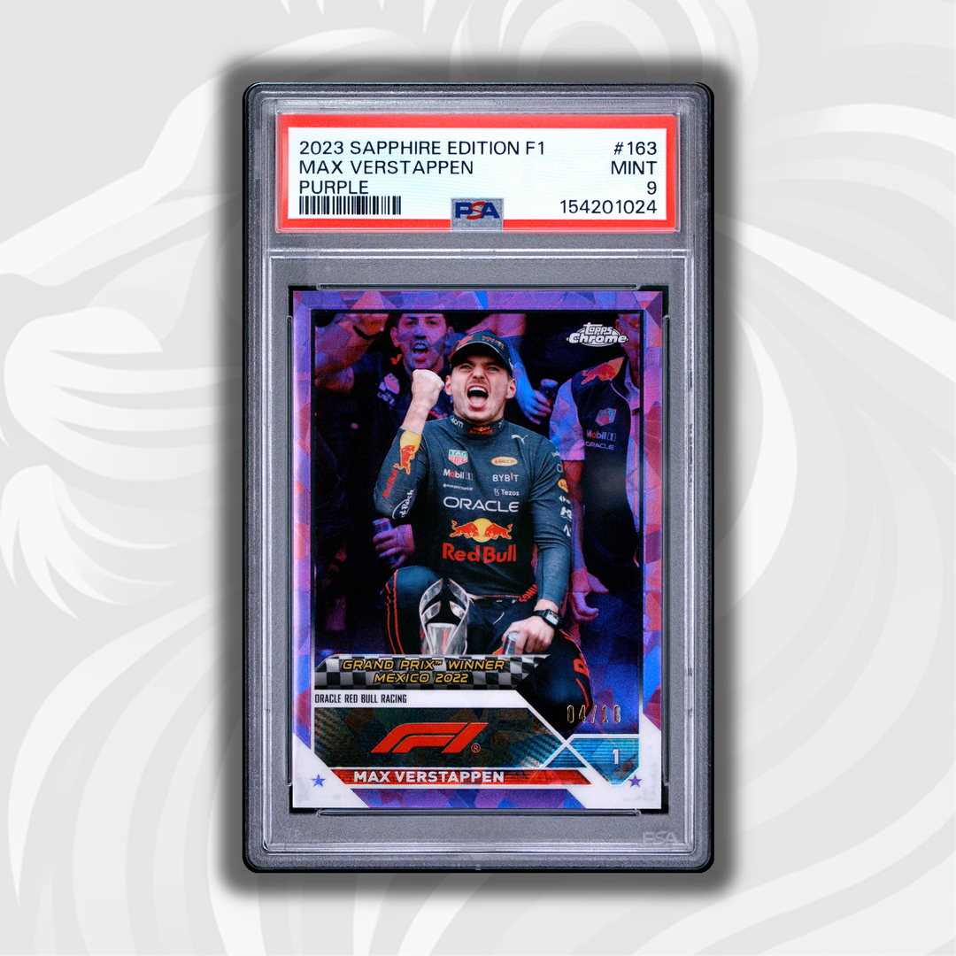 PSA 9 - 04/10 Max Verstappen #163 - 2023 Topps Chrome F1 - Sapphire Edition Purple - Front