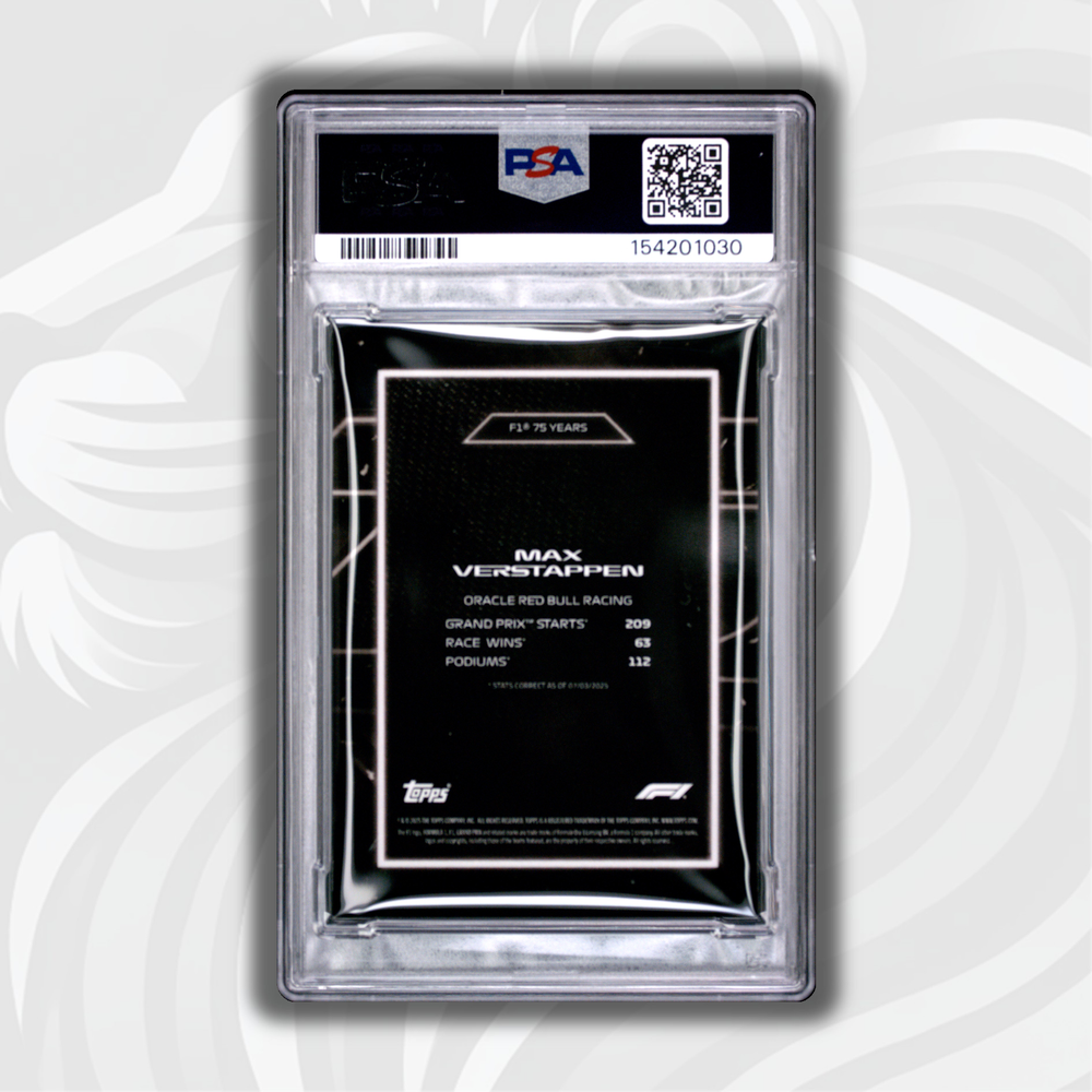 PSA 8 - 07/10 Max Verstappen - 2025 Topps Lights Out F1 75 Years - Black - Back