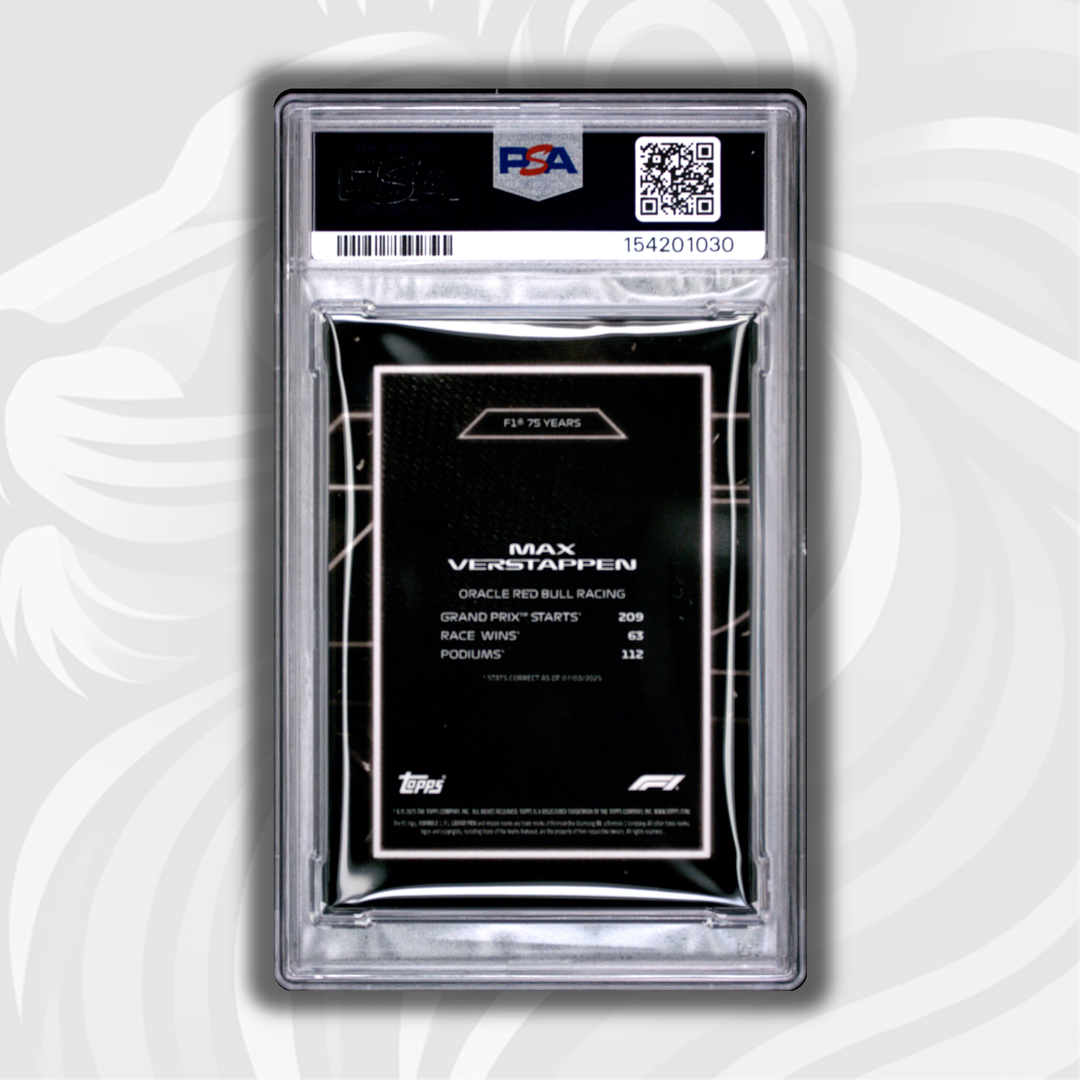 PSA 8 - 07/10 Max Verstappen - 2025 Topps Lights Out F1 75 Years - Black - Back