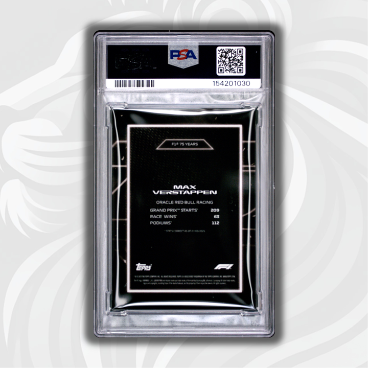 PSA 8 - 07/10 Max Verstappen - 2025 Topps Lights Out F1 75 Years - Black - Back
