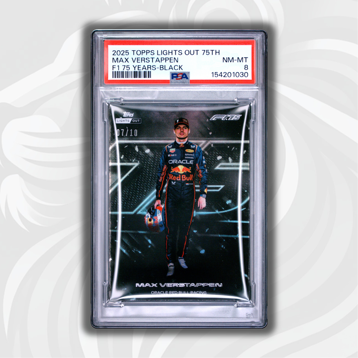 PSA 8 - 07/10 Max Verstappen - 2025 Topps Lights Out F1 75 Years - Black - Front