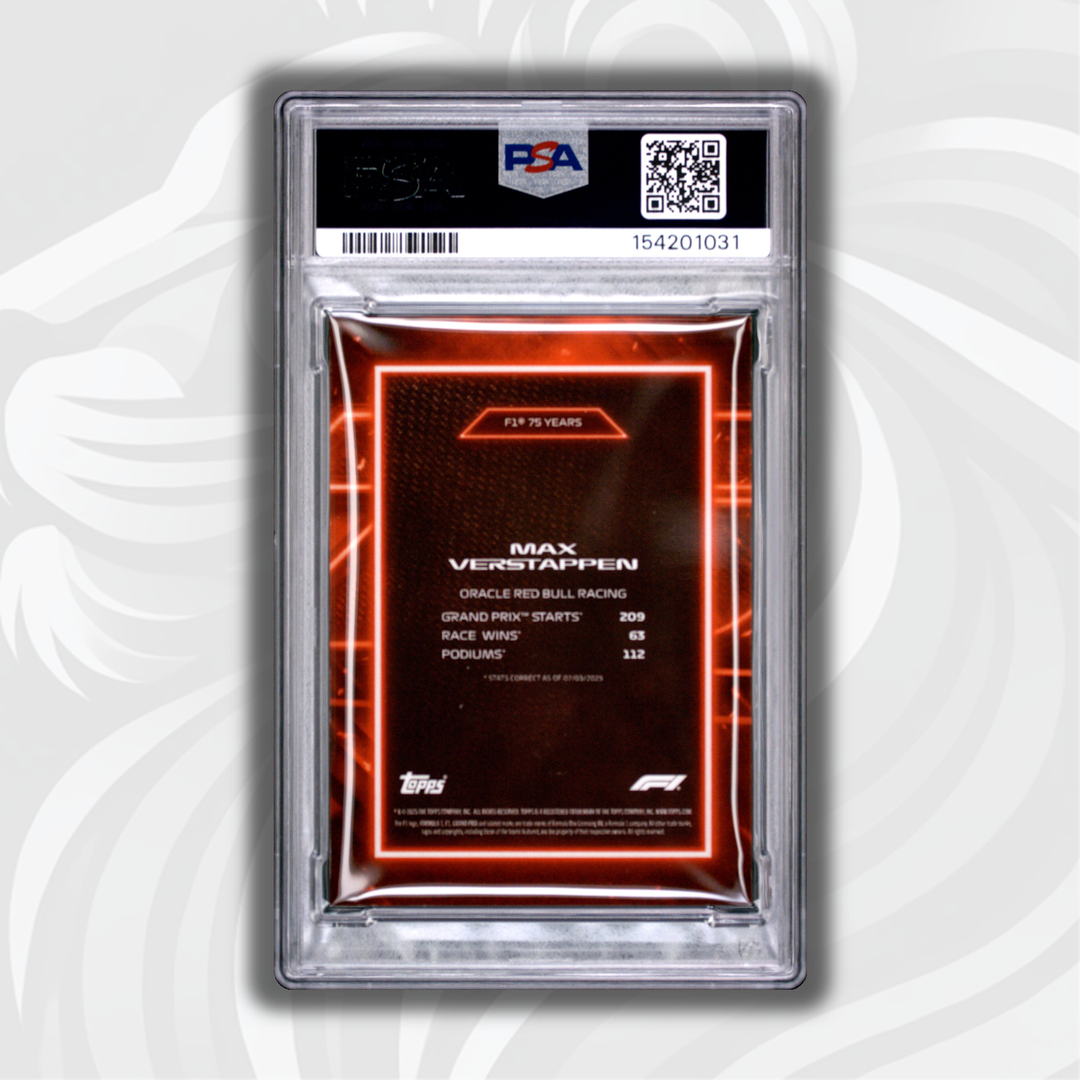 PSA 7 - 2/5 Max Verstappen - 2025 Topps Lights Out 75th - F1 75 Years Red - Back