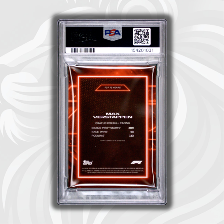 PSA 7 - 2/5 Max Verstappen - 2025 Topps Lights Out 75th - F1 75 Years Red - Back