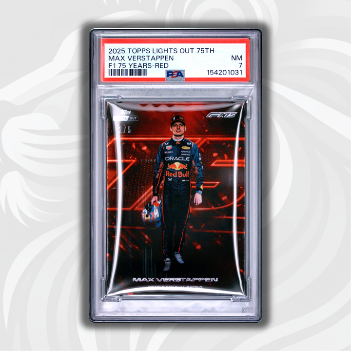 PSA 7 - 2/5 Max Verstappen - 2025 Topps Lights Out 75th - F1 75 Years Red - Front