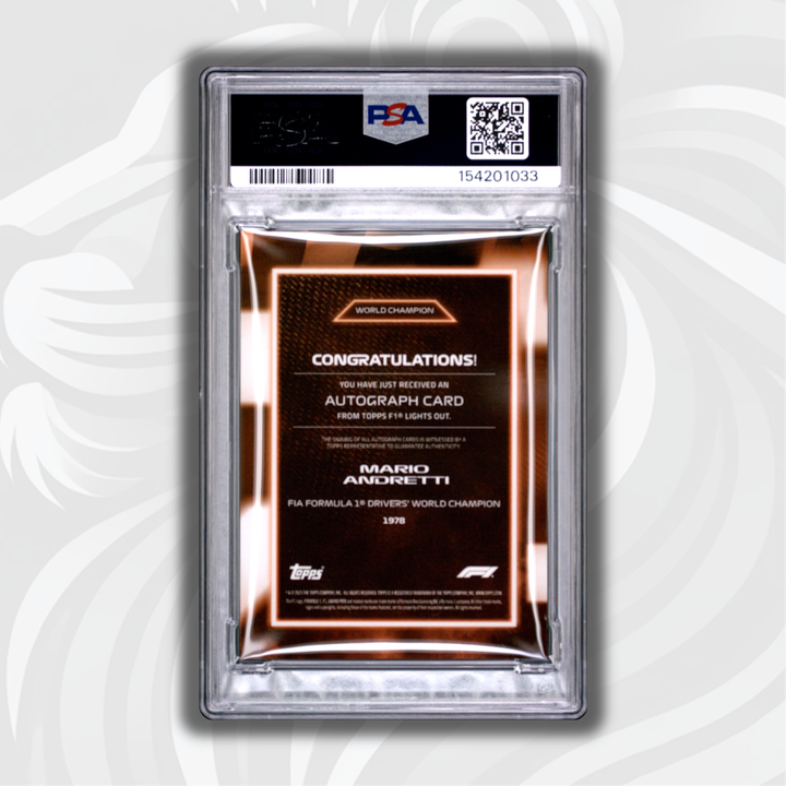 PSA 9 - 12/25 Mario Andretti - 2025 Topps Lights Out 75th - AU World Champion Orange