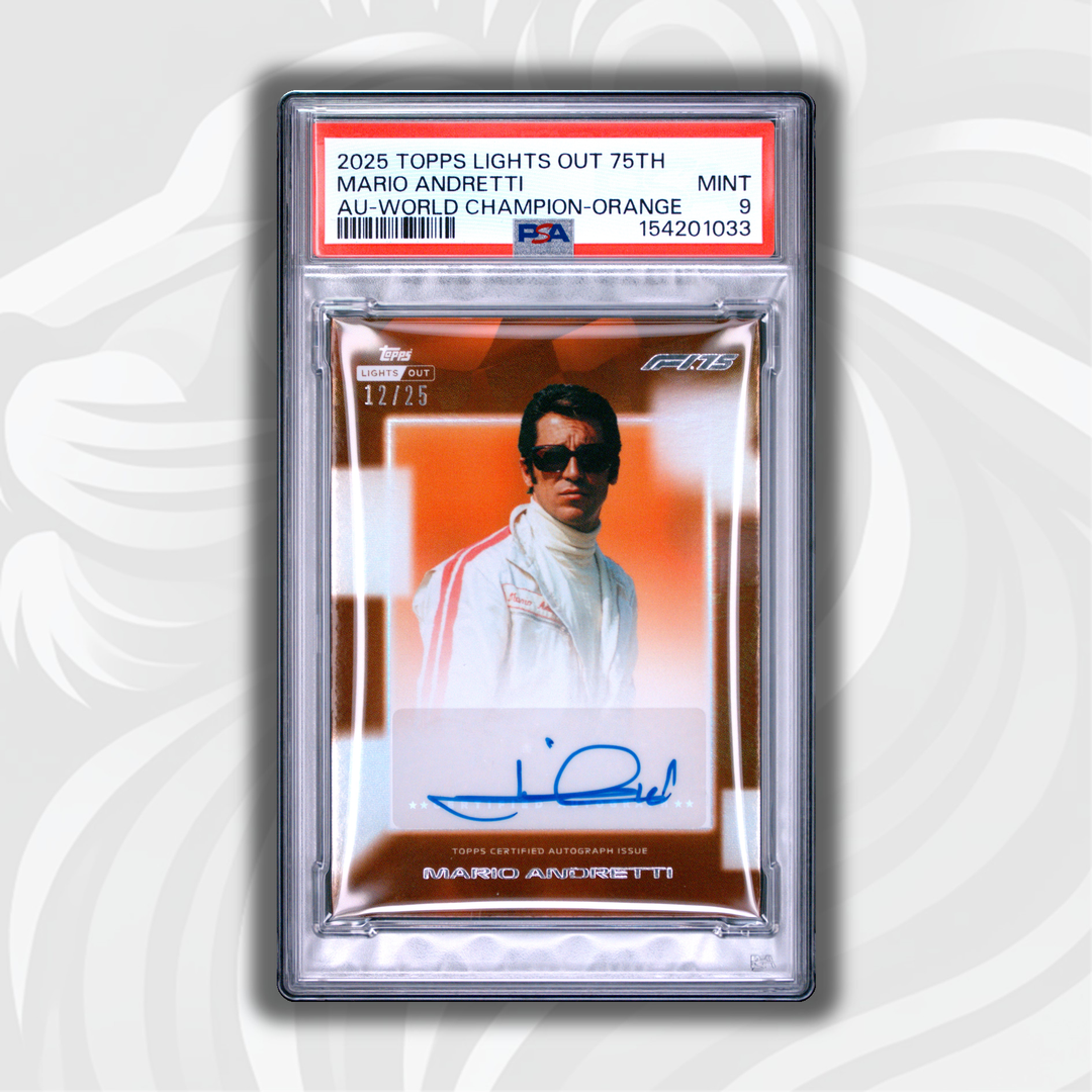 PSA 9 - 12/25 Mario Andretti - 2025 Topps Lights Out 75th - AU World Champion Orange