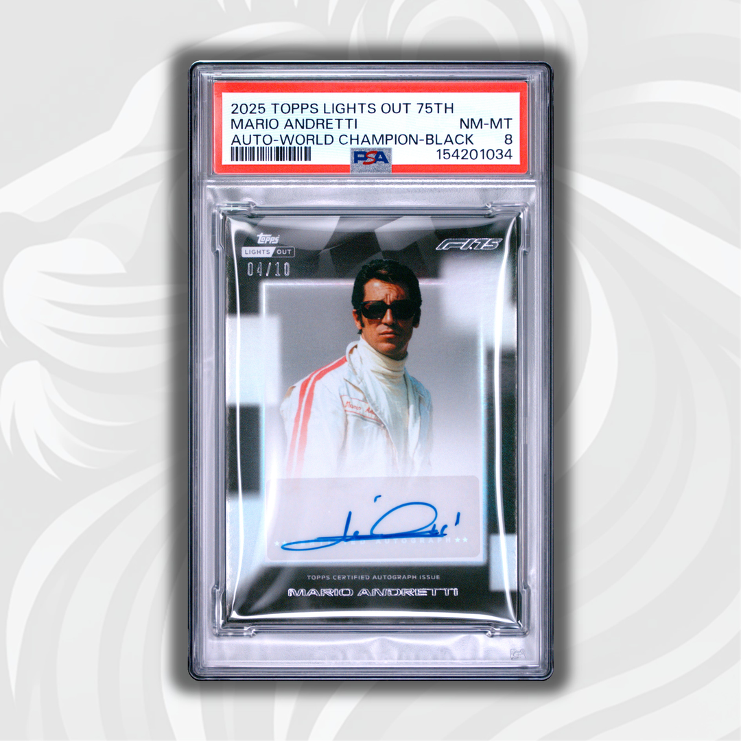 PSA 8 - 04/10 Mario Andretti - 2025 Topps Lights Out 75th - Auto World Champion Black