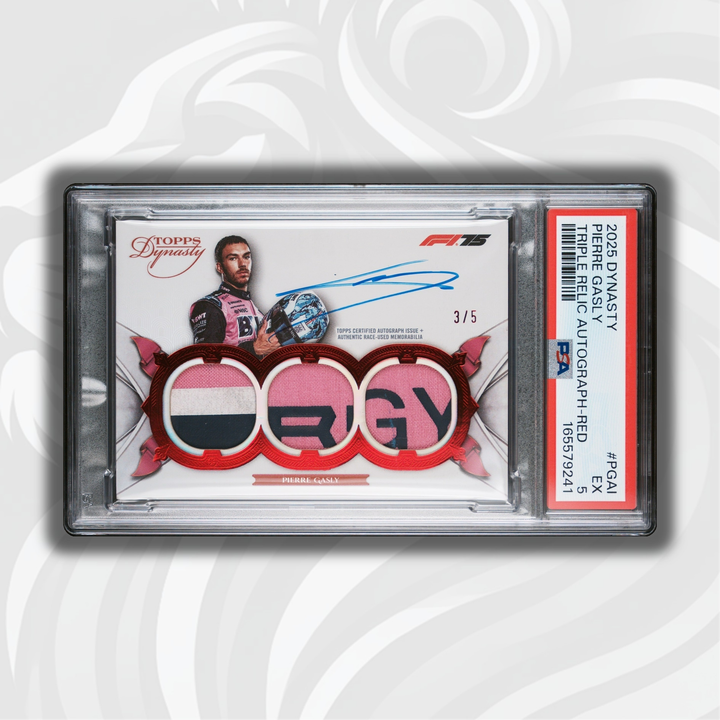 PSA 5 - 3/5 Pierre Gasly #PGAI - 2025 Topps Dynasty F1 - Triple Relic Autograph Red - Front